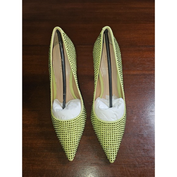 Schutz Lou Crystal Green Lime Rhinestones Slip On High Heeled Pumps Size 7 $128 - Picture 2 of 7